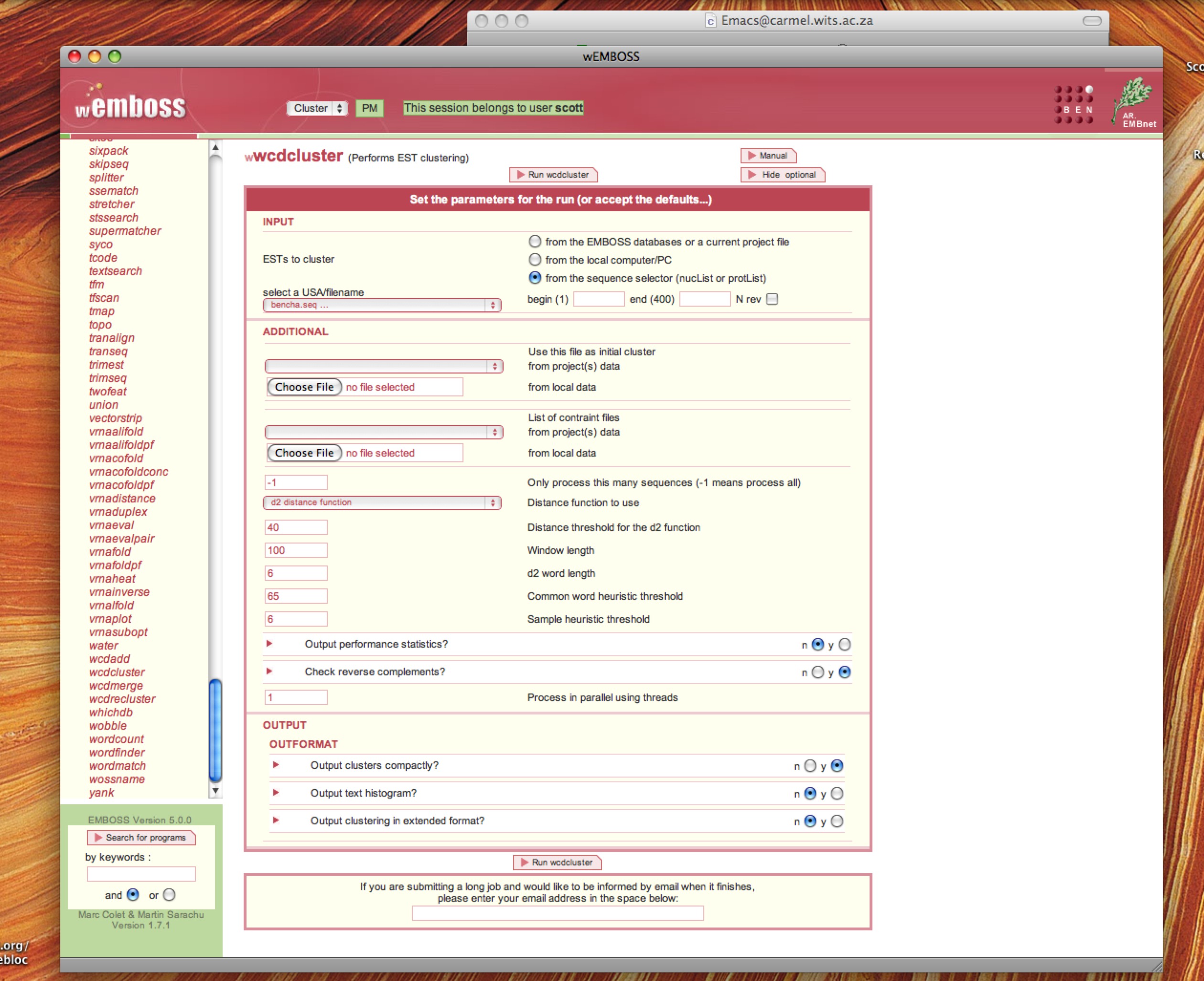 EMBOSS GUI for wcd